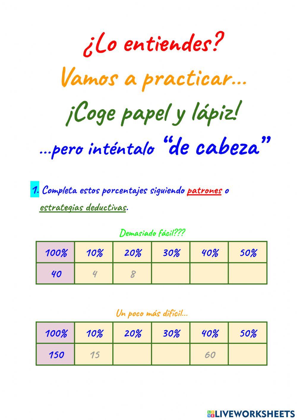 PATRONES de PORCENTAJES