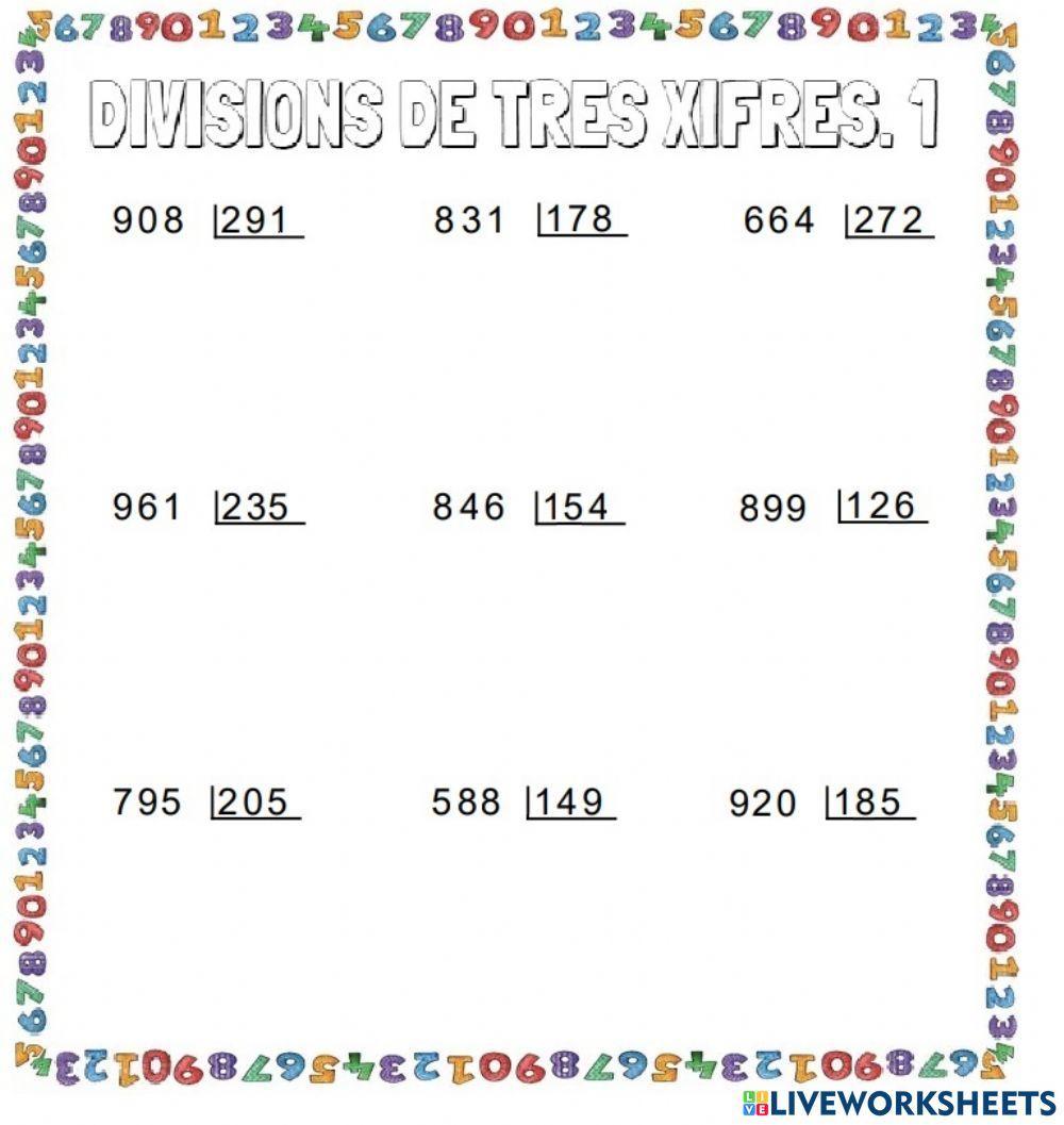 Divisions de 3 xifres