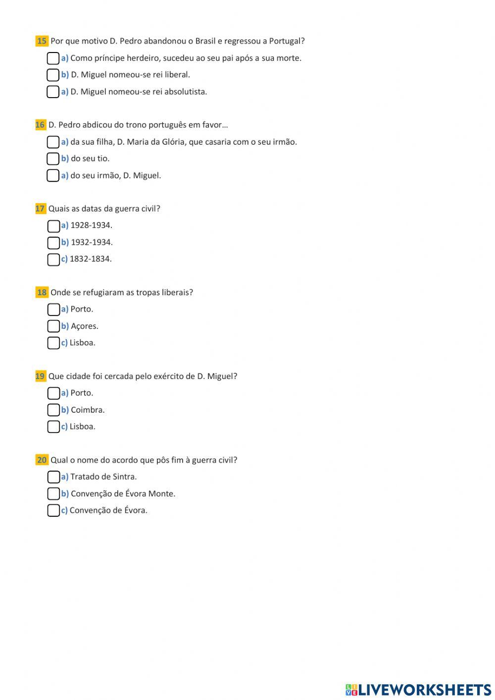 A Revolução Liberal Portuguesa - revisões