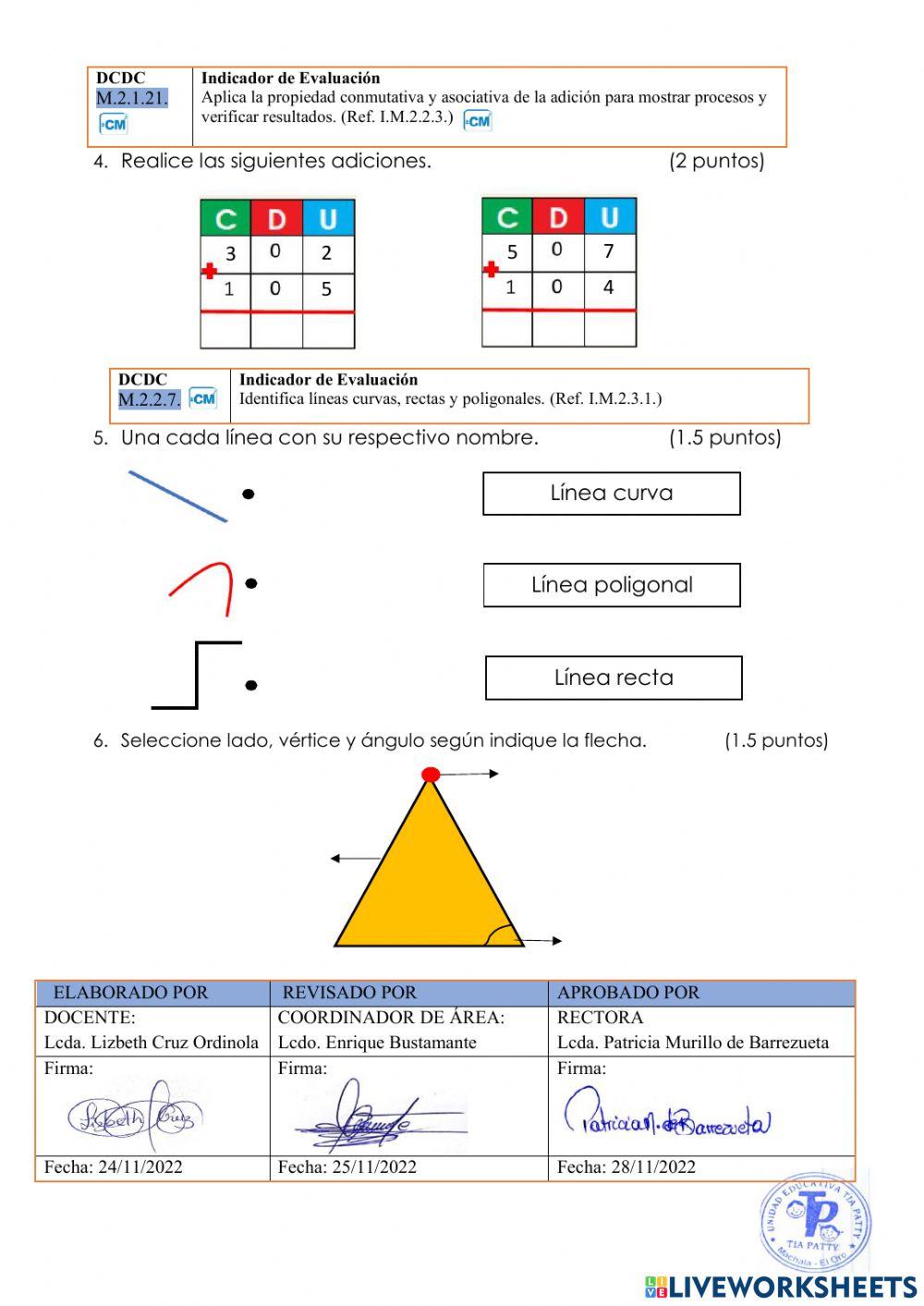 Evaluación de matemática