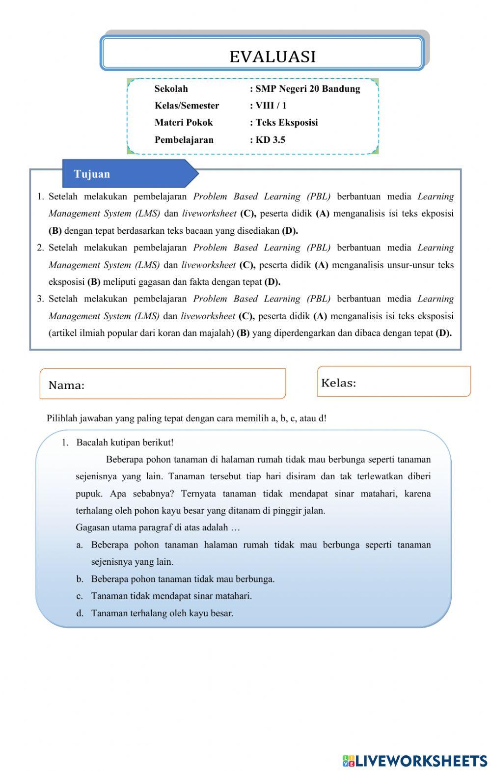 Evaluasi Teks Eksposisi