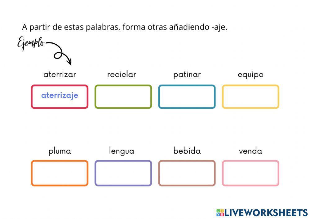 Ortografía aje eje worksheet Live Worksheets