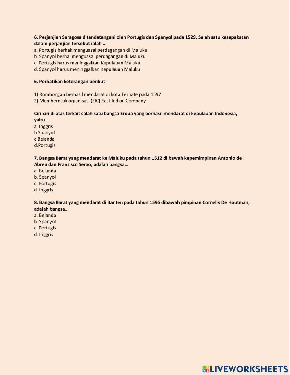 Kedatangan Bangsa-Bangsa Barat Ke Indonesia