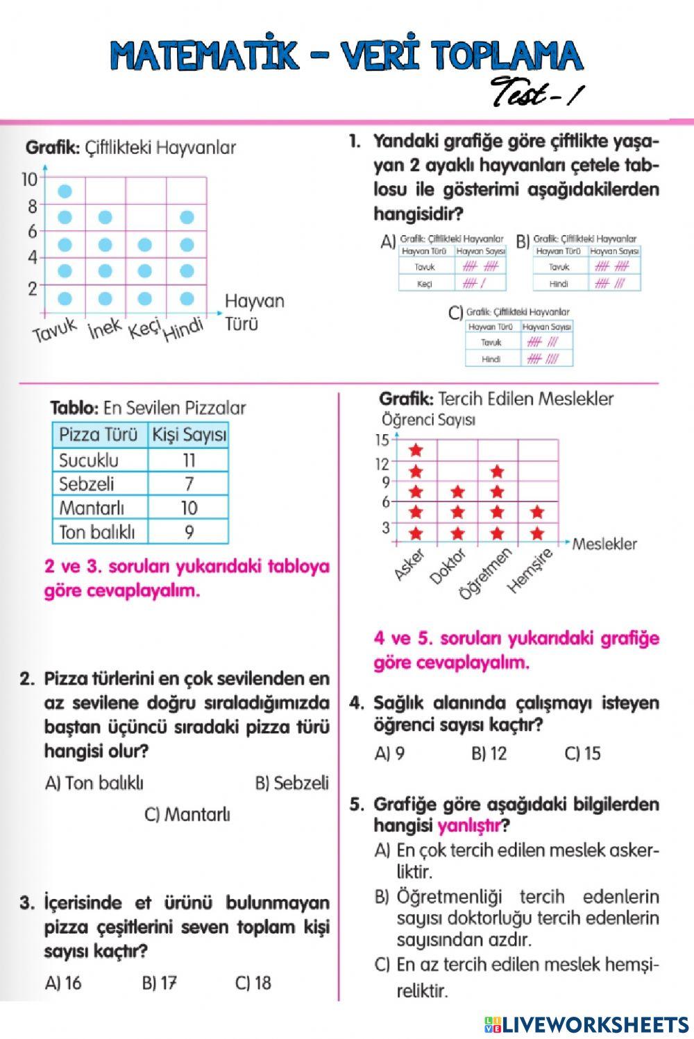 Matematik-Veri Toplama-Test-1