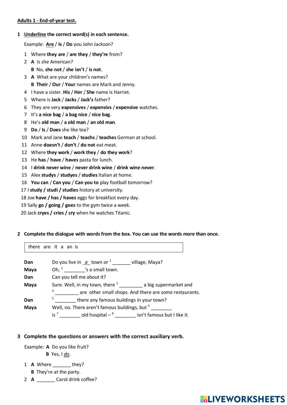 EF Beg progress test 1-6