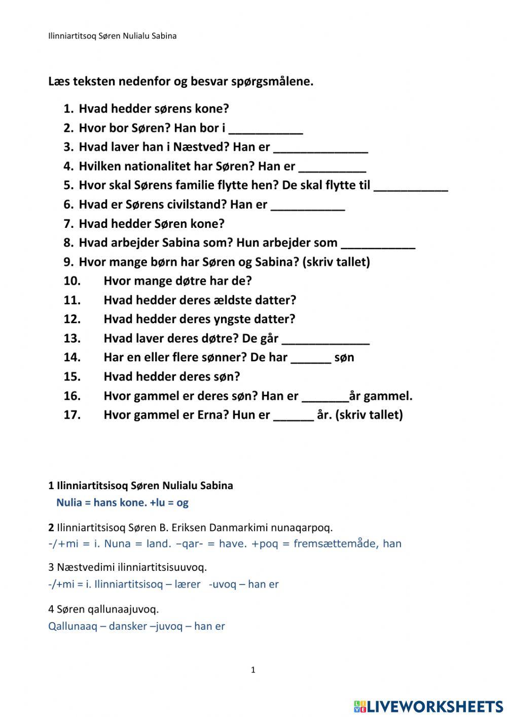 Personlig information - Grønlandsk