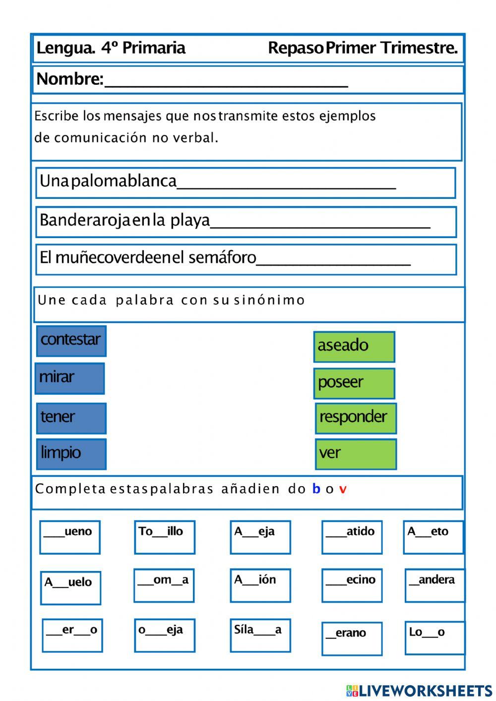 Repaso lengua 4º 1ºTrimestre