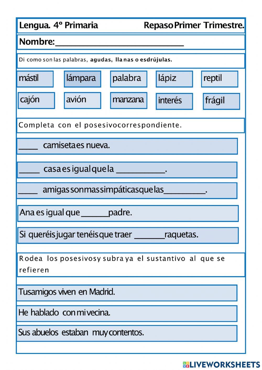 Repaso lengua 4º 1ºTrimestre