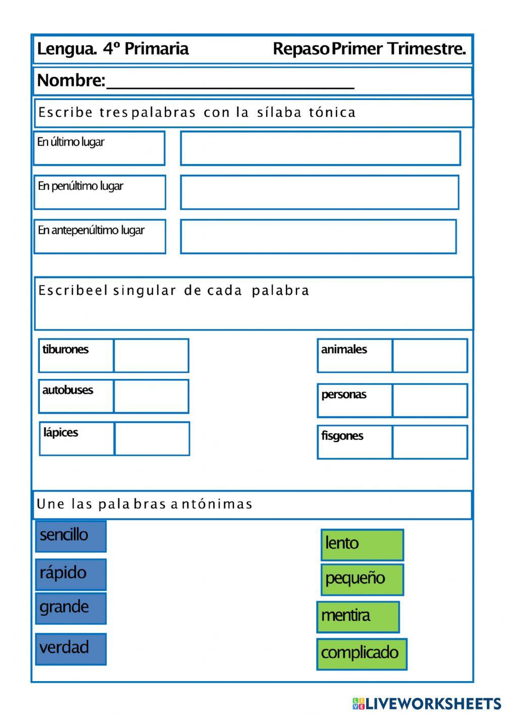 Repaso lengua 4º 1ºTrimestre