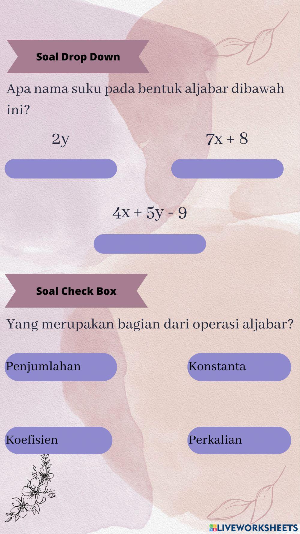 LKPD Soal Aljabar Matematika