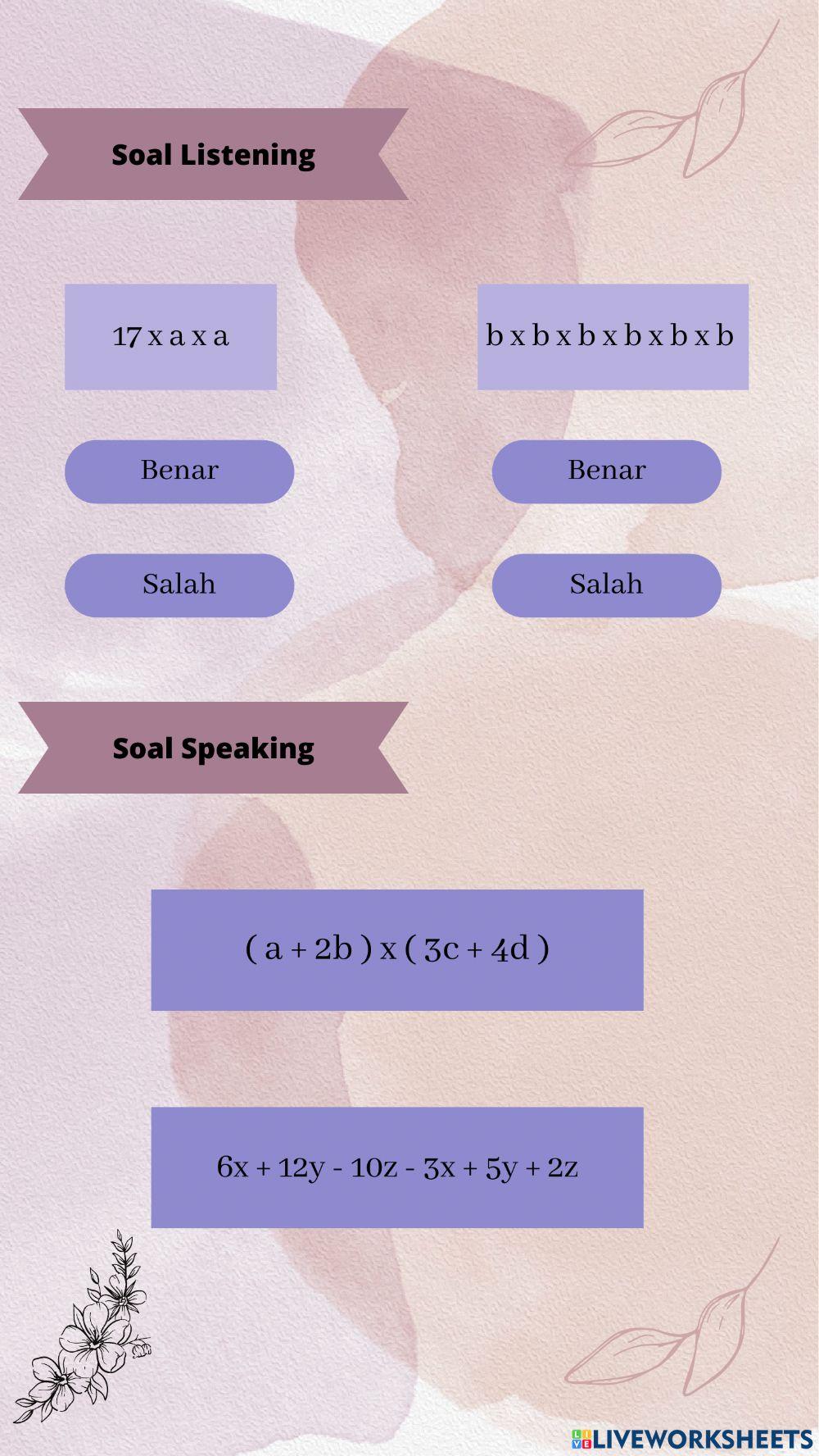 LKPD Soal Aljabar Matematika