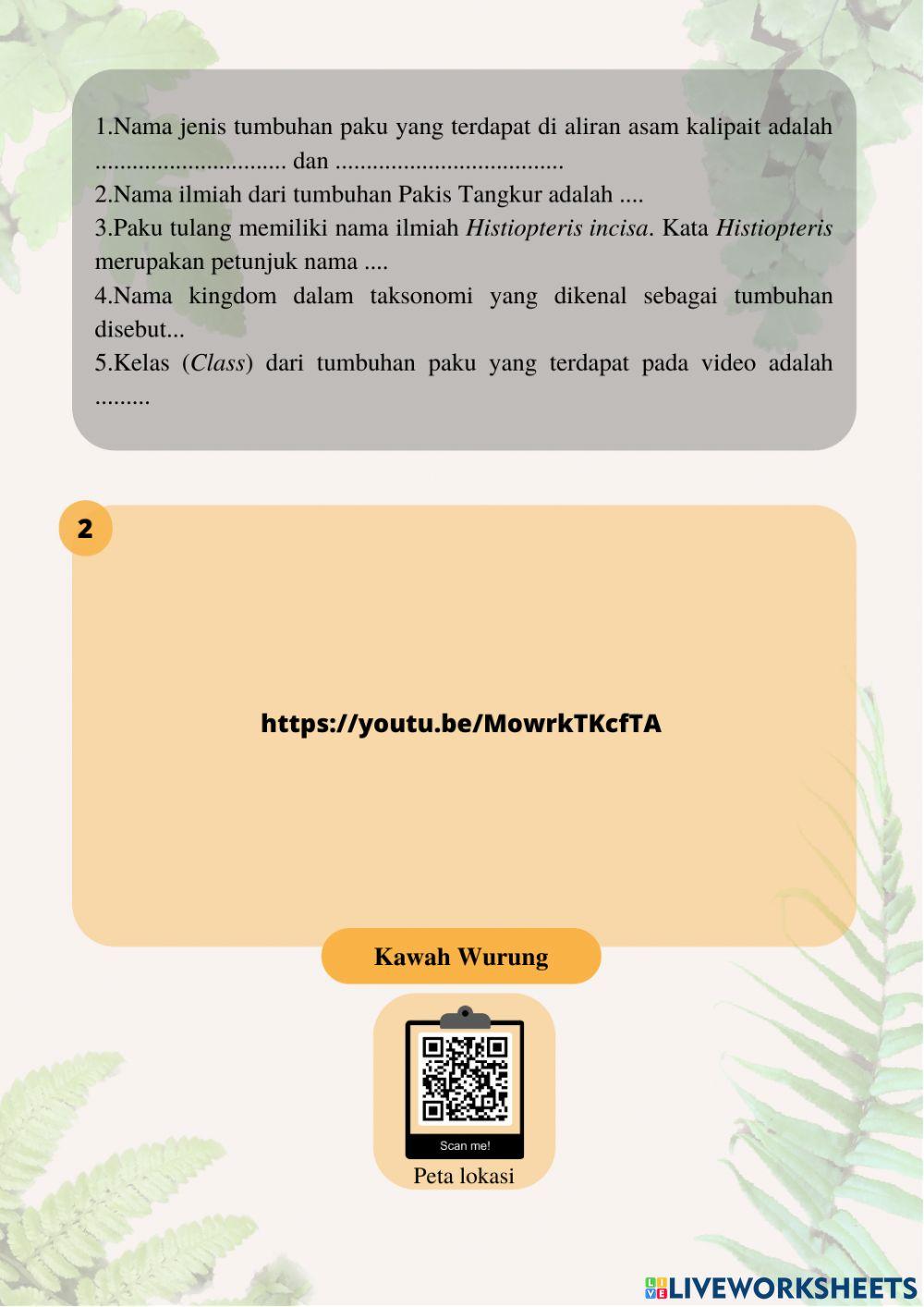 E-lkpd klasifikasi makhluk hidup - tumbuhan paku di kawasan ijen geopark bondowoso