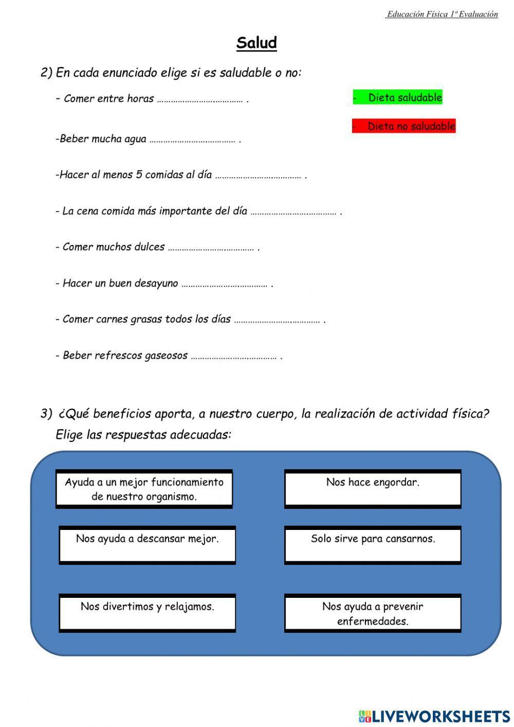 Control Salud 4º Primaria