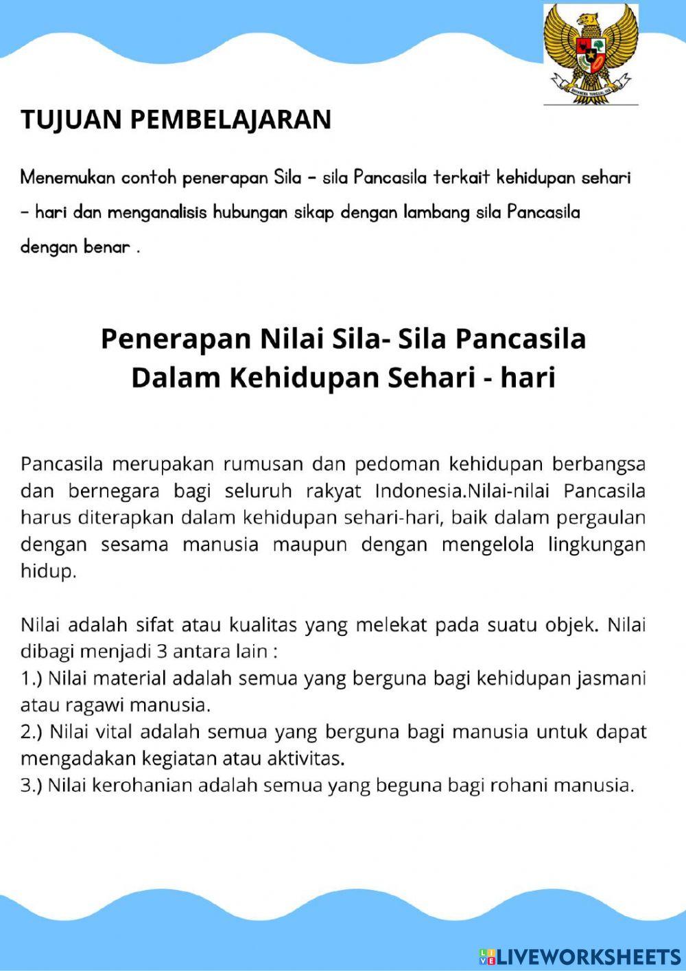 Penerapan nilai pancasila dalam kehidupan sehari-hari