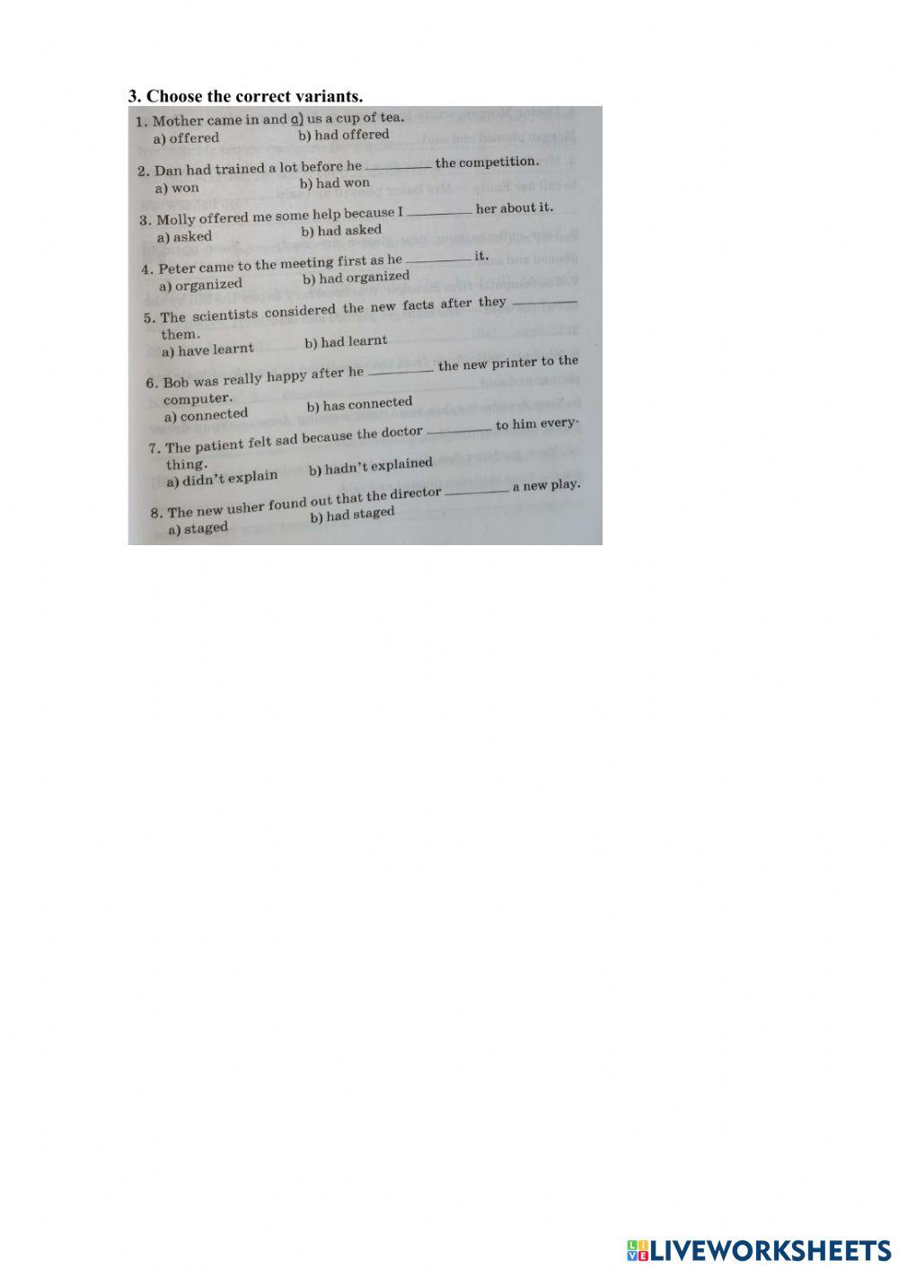 Past Perfect. Unit 2.