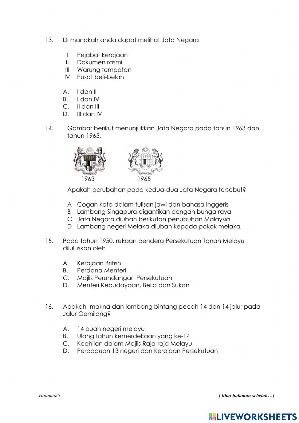 Pertaksiran formatif akhir tahun 2022-2023 tahun 5 sejarah