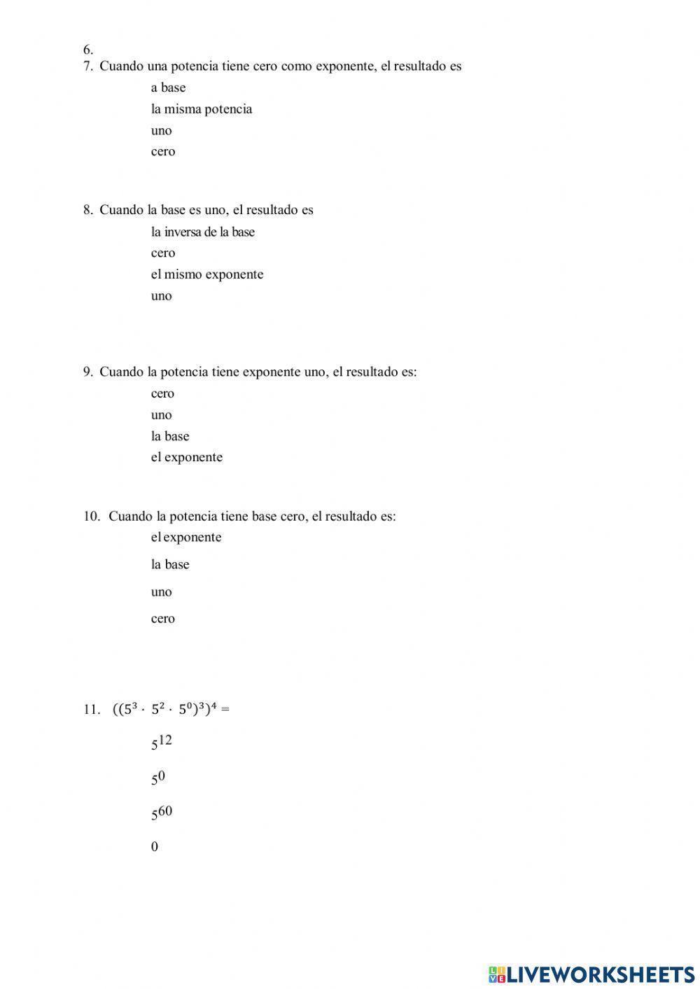 Propiedades de las potencias