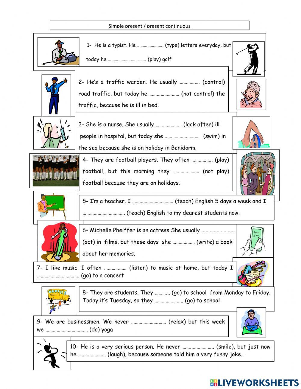 Present Continuous and Present Simple