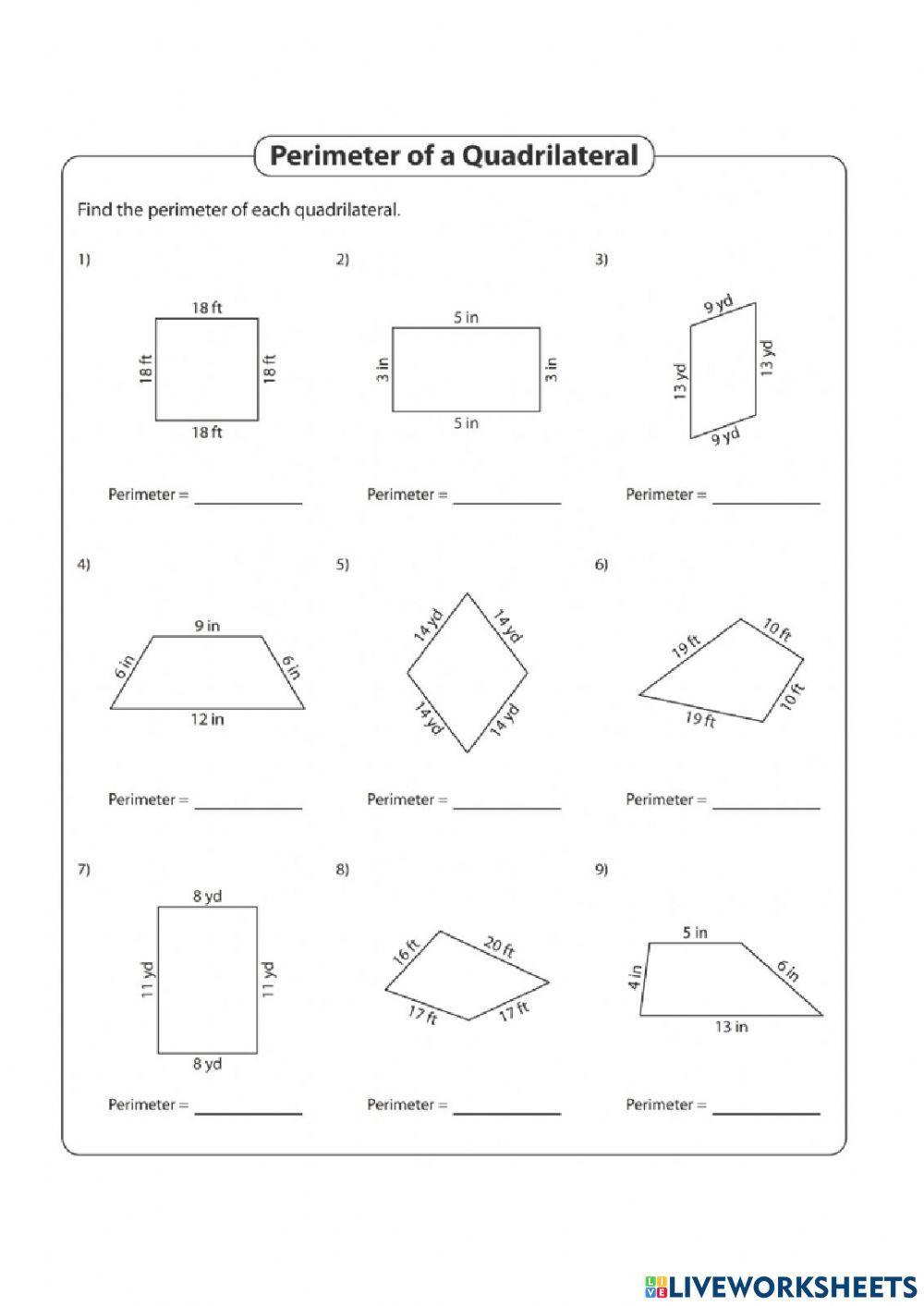 Area and perimeter of quadrilaterals