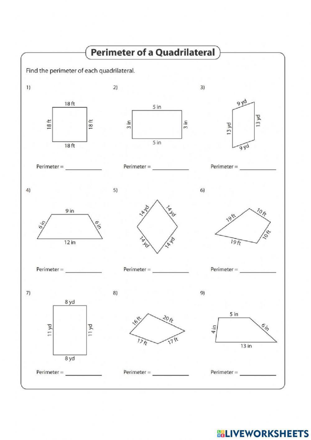 Area and perimeter of quadrilaterals Area and perimeter of quadrilaterals