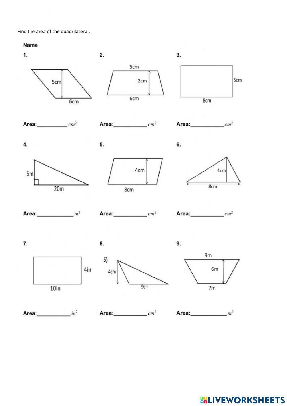 Area and perimeter of quadrilaterals Area and perimeter of quadrilaterals