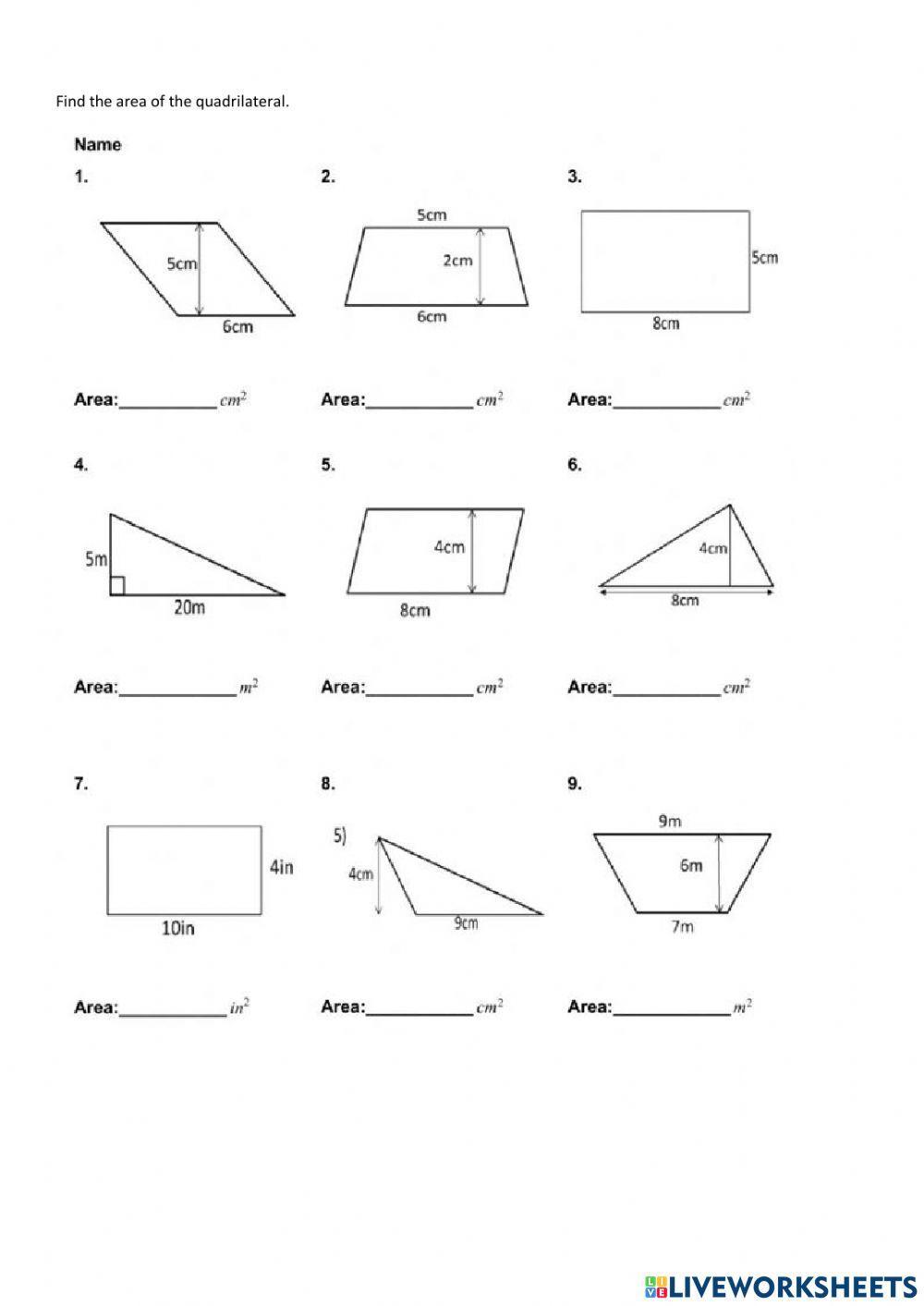 Area and perimeter of quadrilaterals