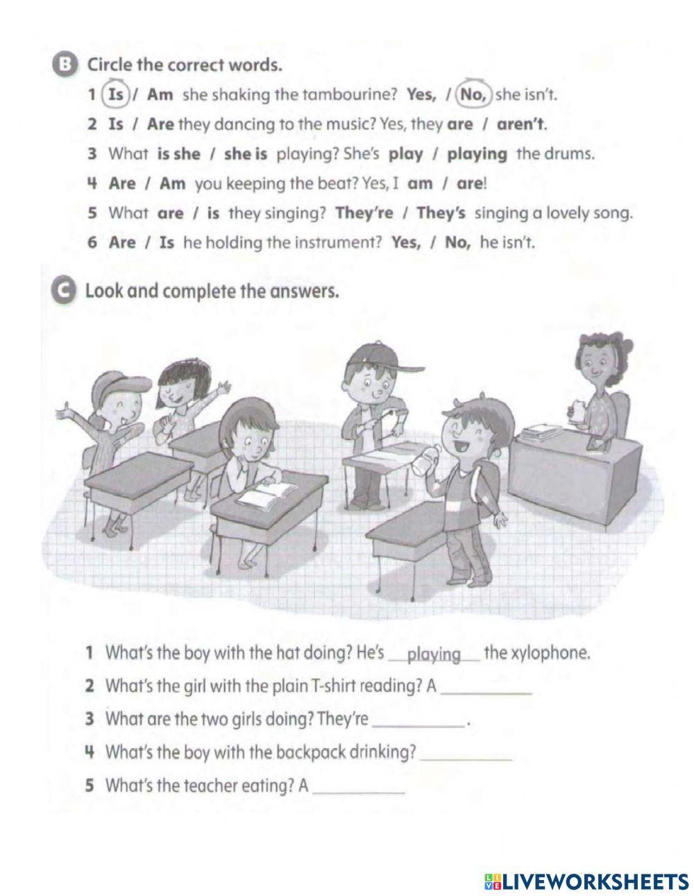 Present continous in a band