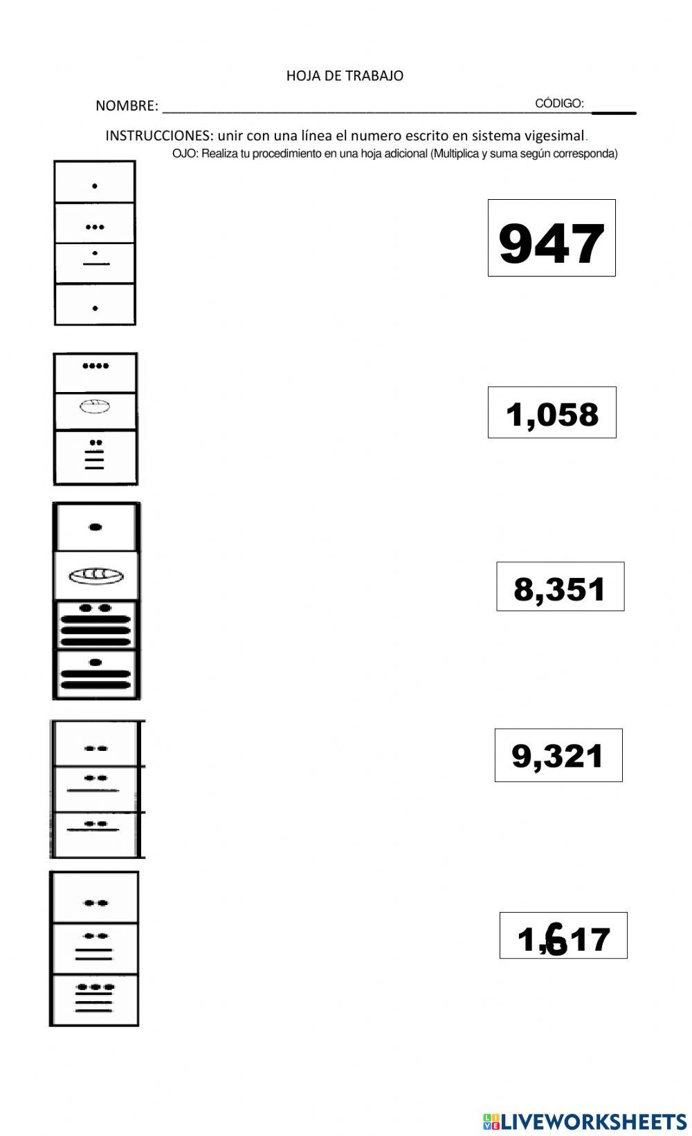 Números mayas a sistema vigesimal