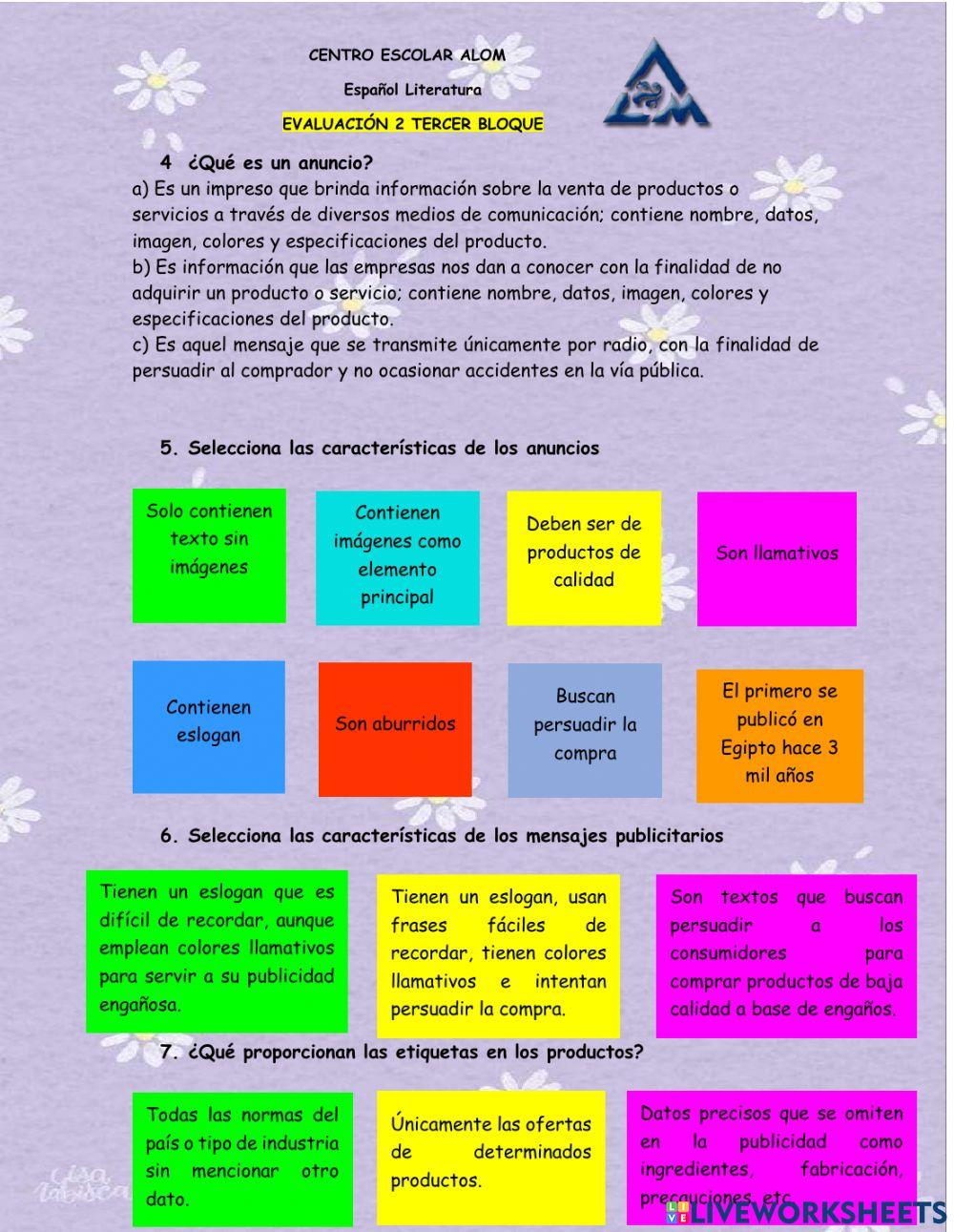 Evaluación 4 bloque 3 lit