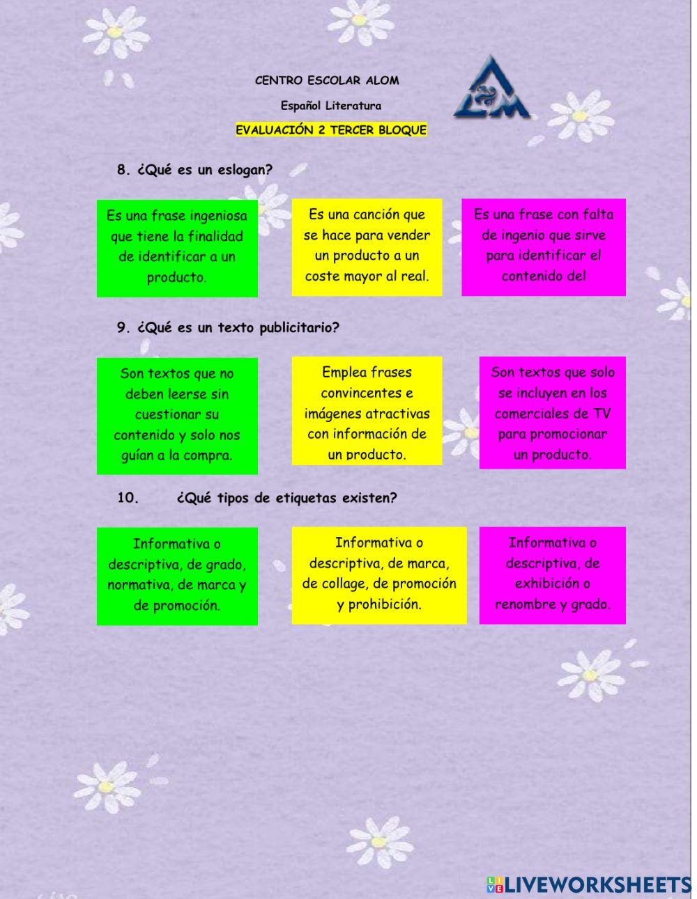 Evaluación 4 bloque 3 lit