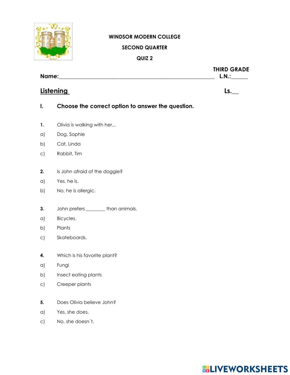 English online exercise for English Live Worksheets