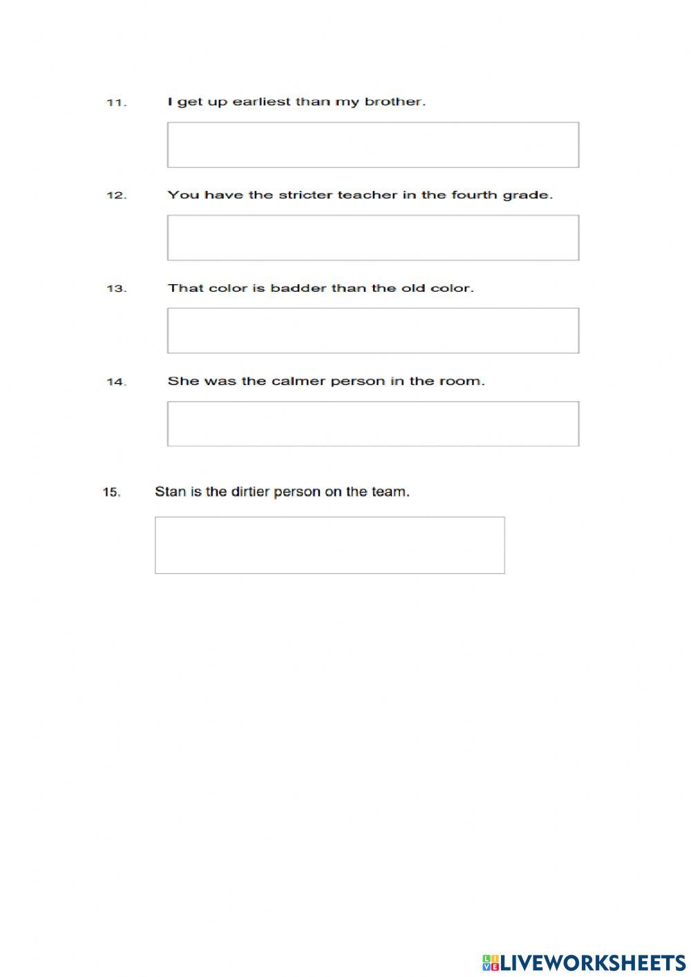 Rewriting a Sentence using the Correct Degree of Adjective