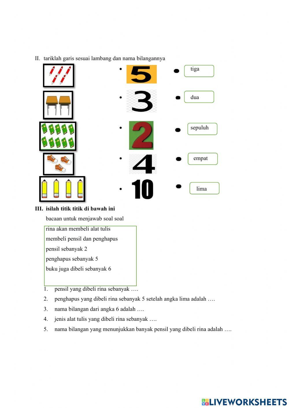 Tematik Kelas 1 Tema 1 - Matematika