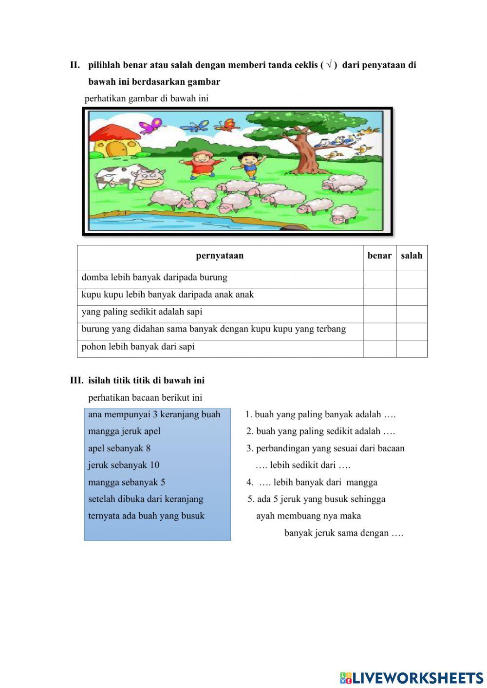 Tematik Kelas 1 Tema 1 - Matematika