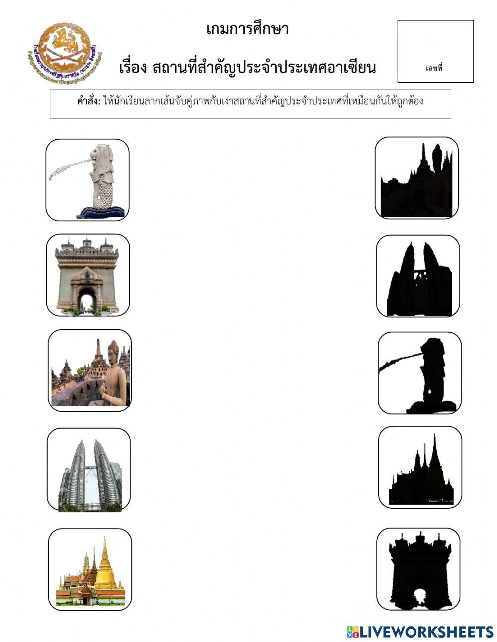 เกมการศึกษา สถานที่สำคัญของประเทศอาเซียน