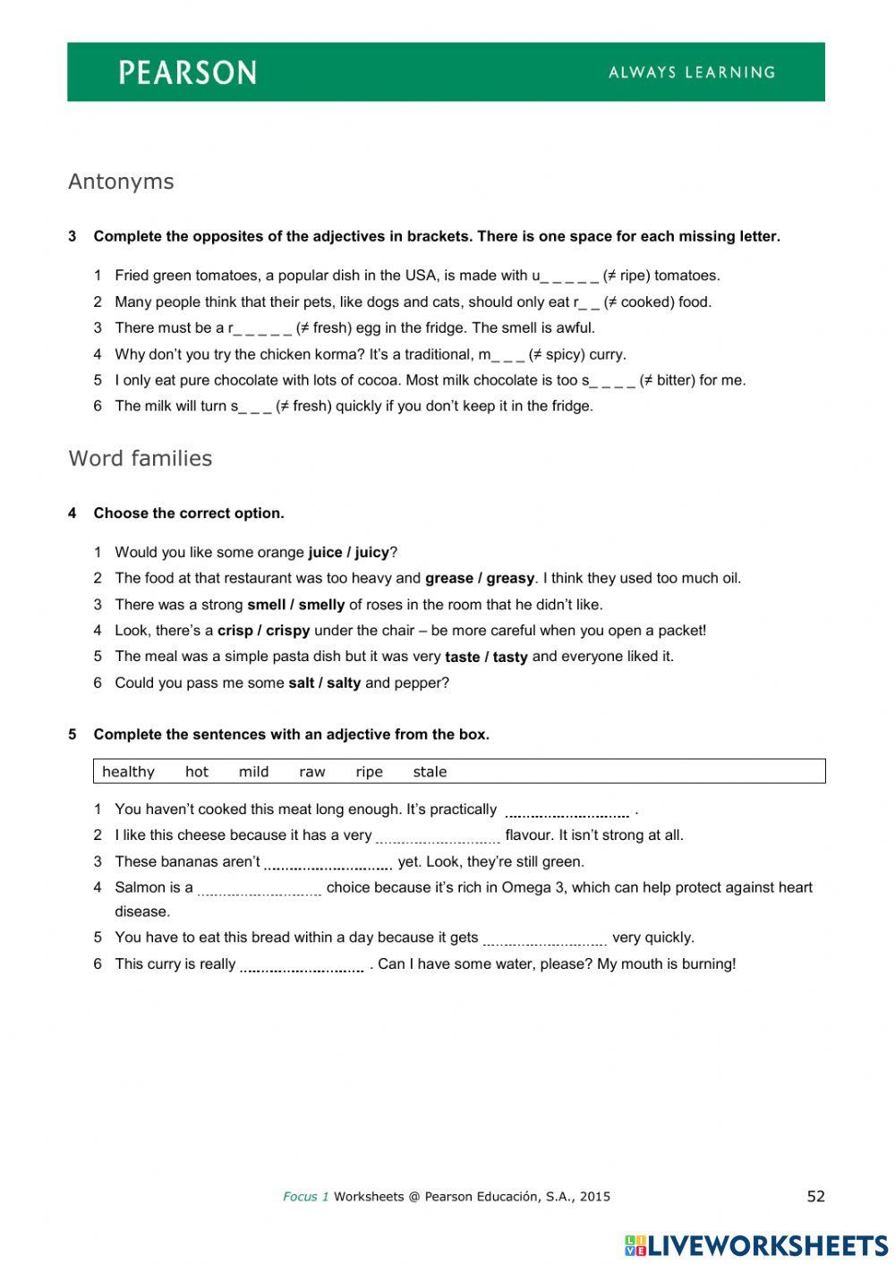 vocabulary unit 4- FOCUS 1