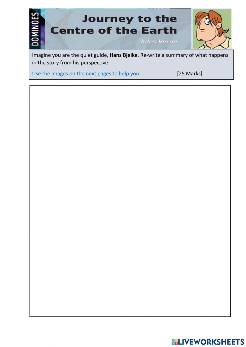 Journey to the Centre of the Earth - Writing Task