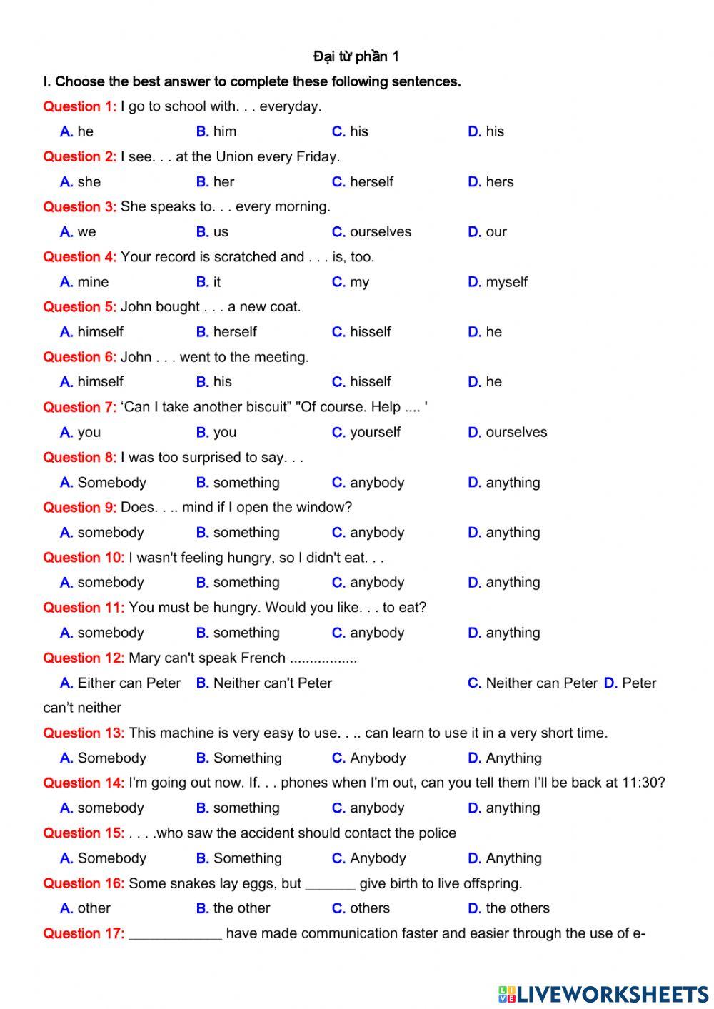 Đại từ phần 1