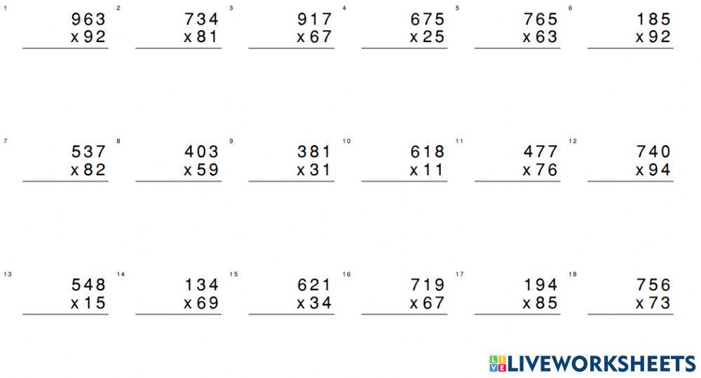 Multiplicaciones dos cifras