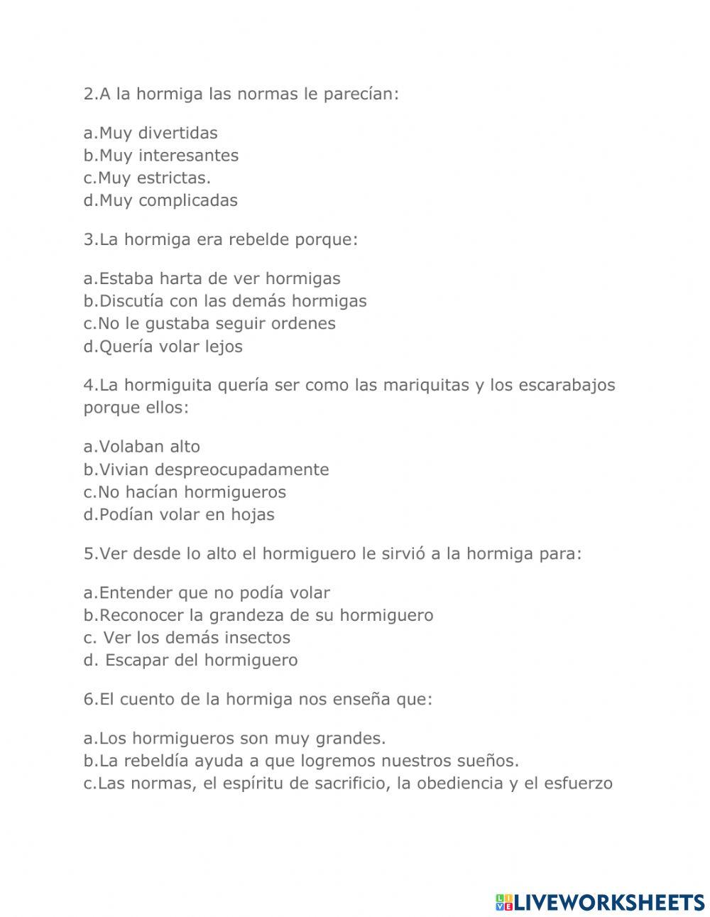 CUENTO LA HORMIGA REBELDE