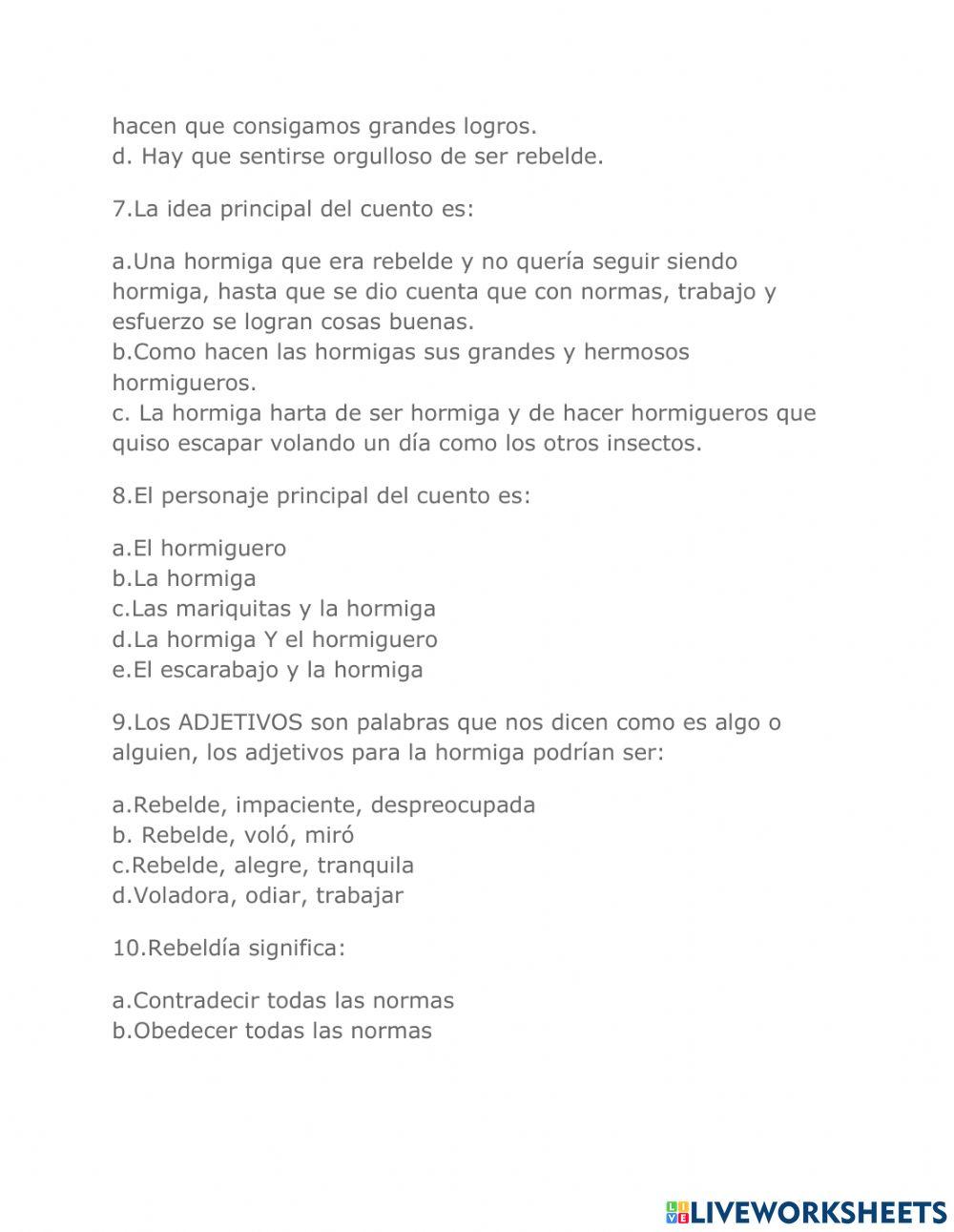 CUENTO LA HORMIGA REBELDE