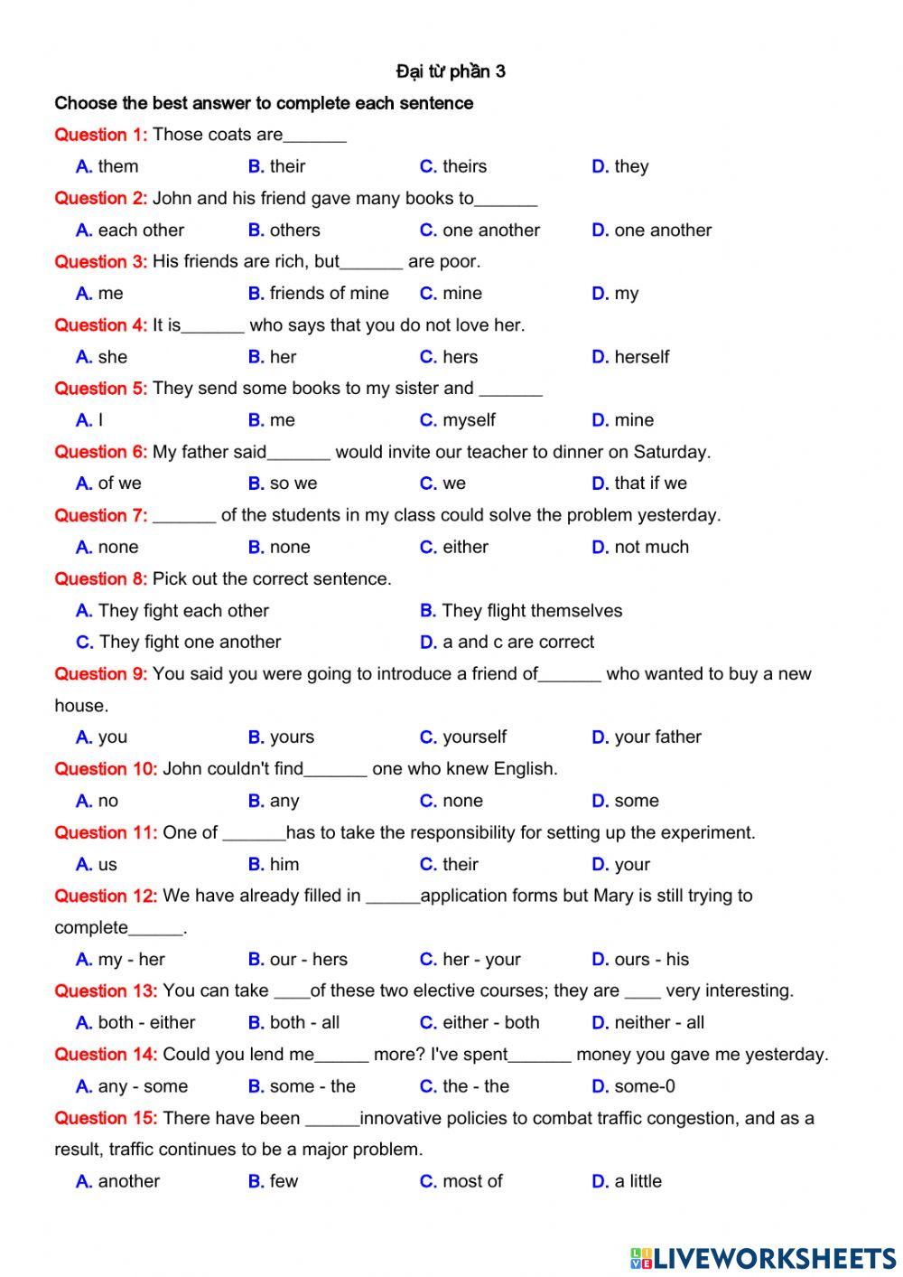 Đại từ phần 3