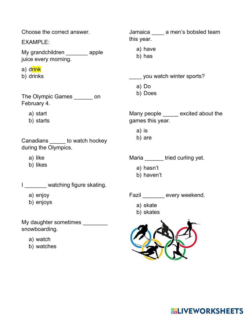 Winter Olympics : Present Simple