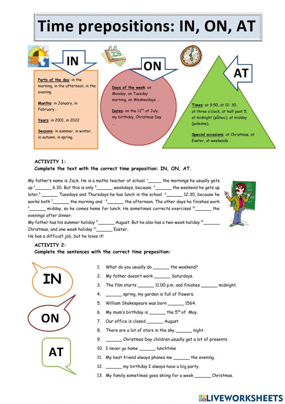 Time prepositions -on, in, at