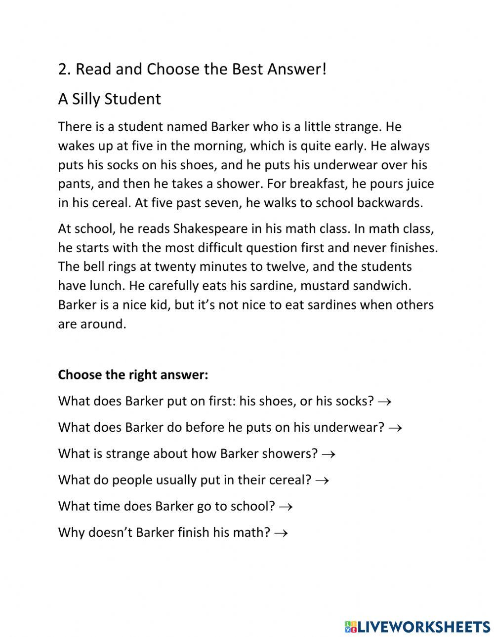 POPTROPICA TEST - GRADE 5 - UNIT 2 - READING