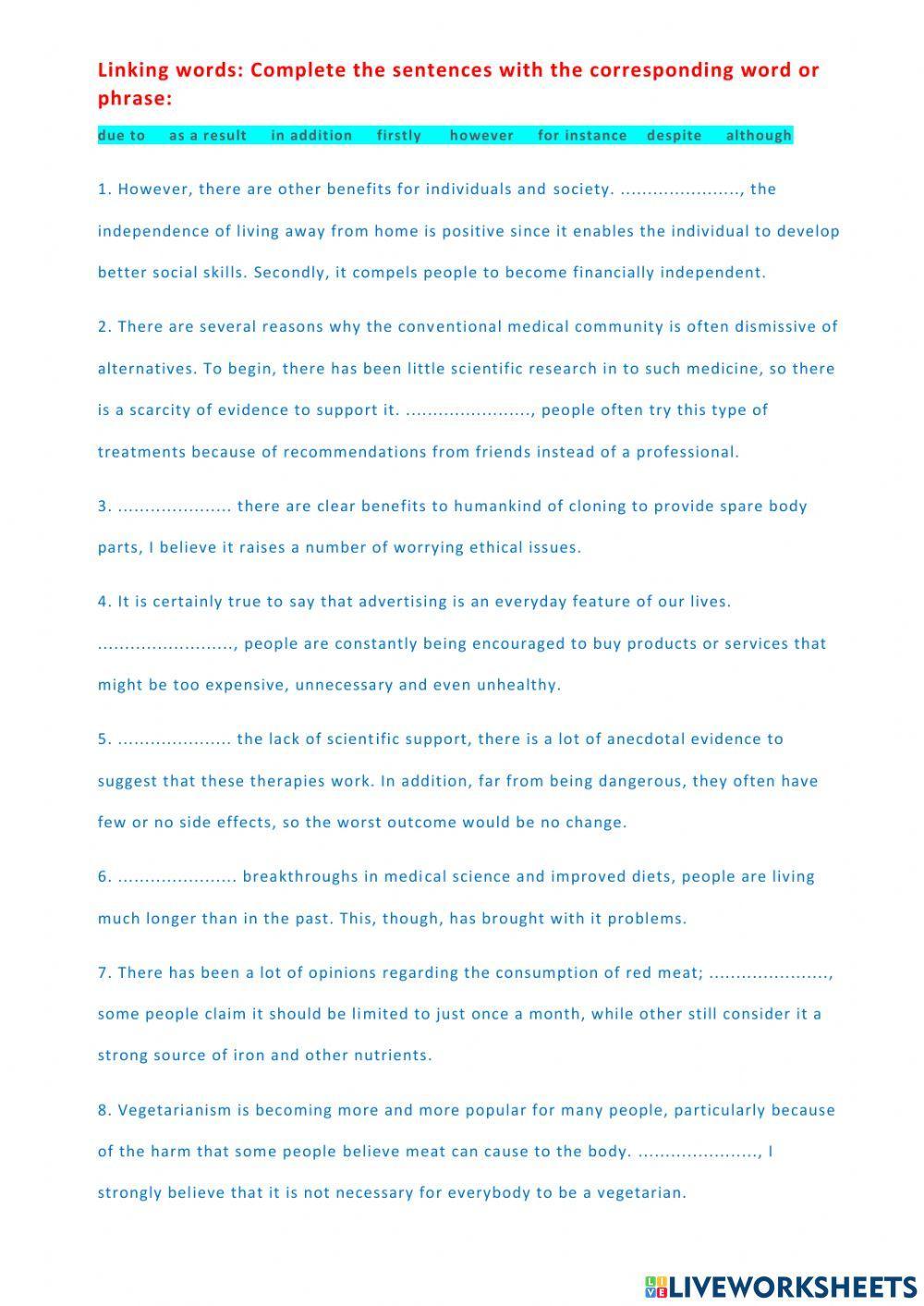 Linking words (Essay)