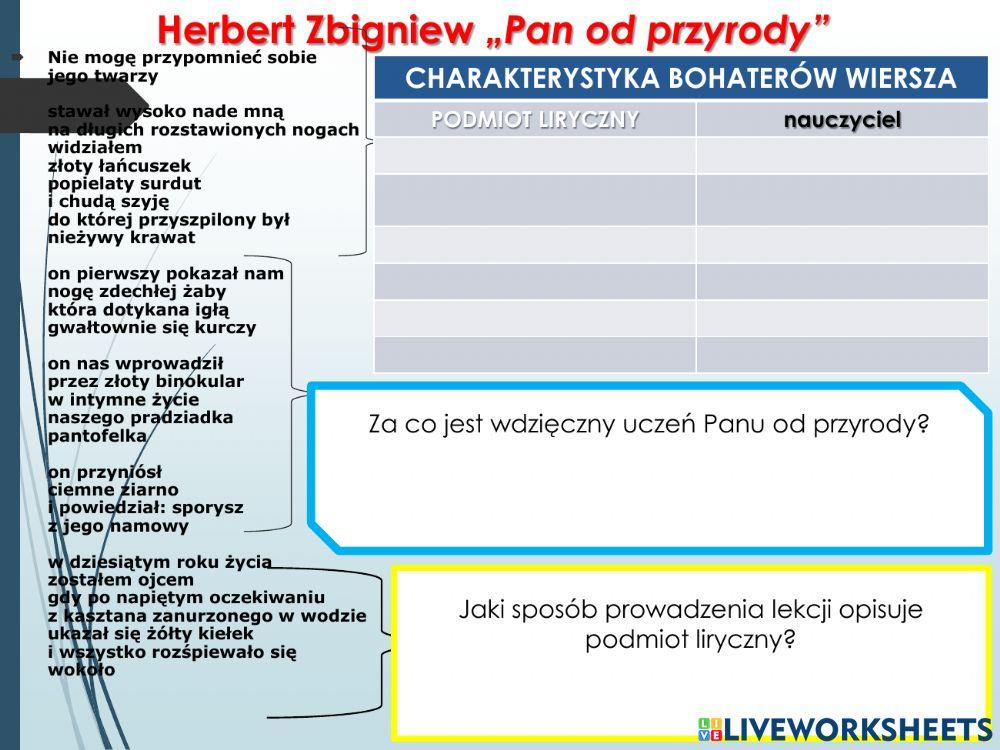Zbigniew Herbert Pan od przyrody