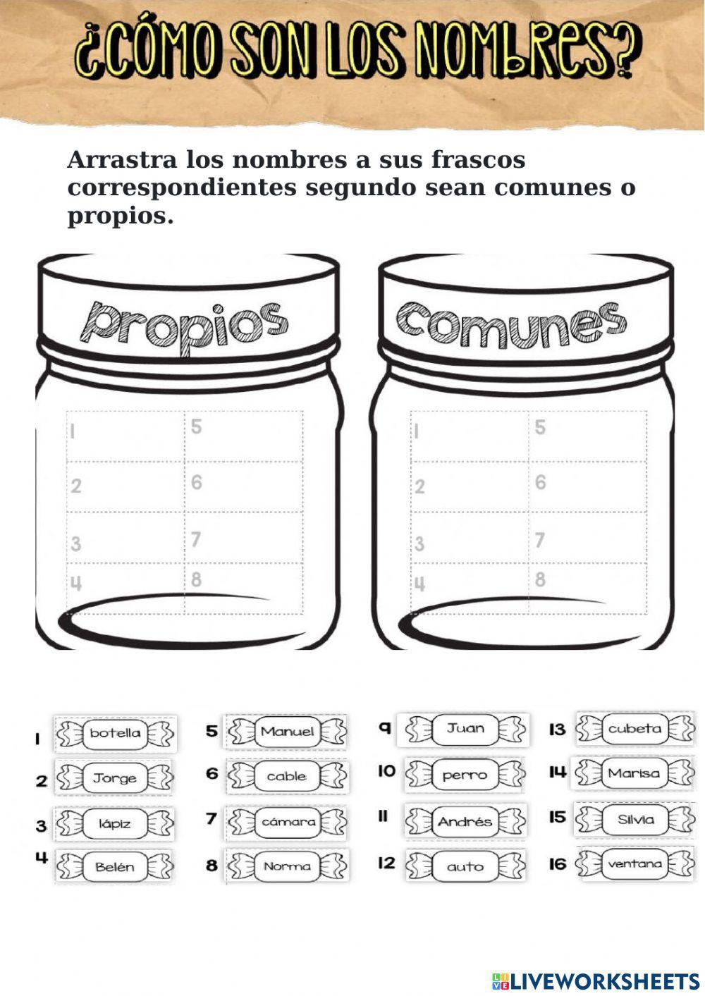 Nombres propios y comunes