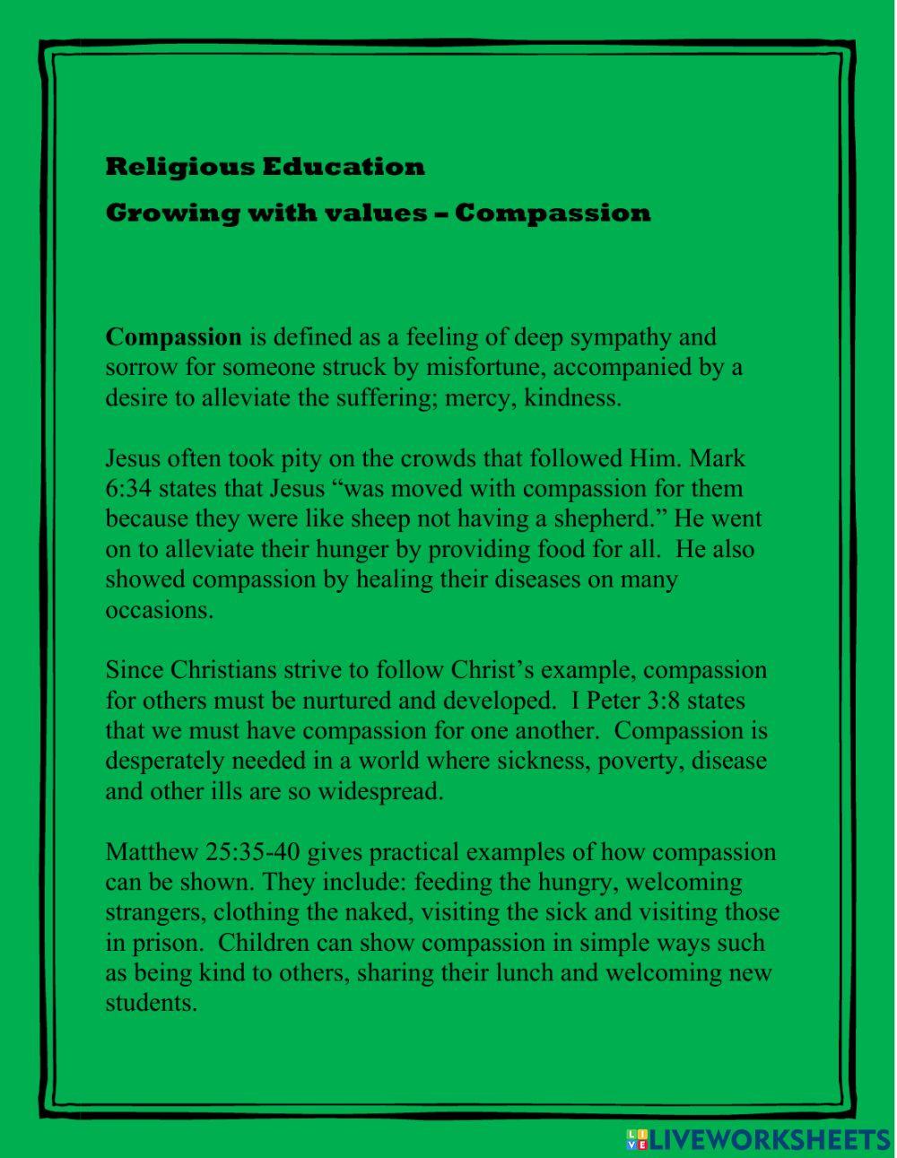 Growing with Values - Compassion Notes