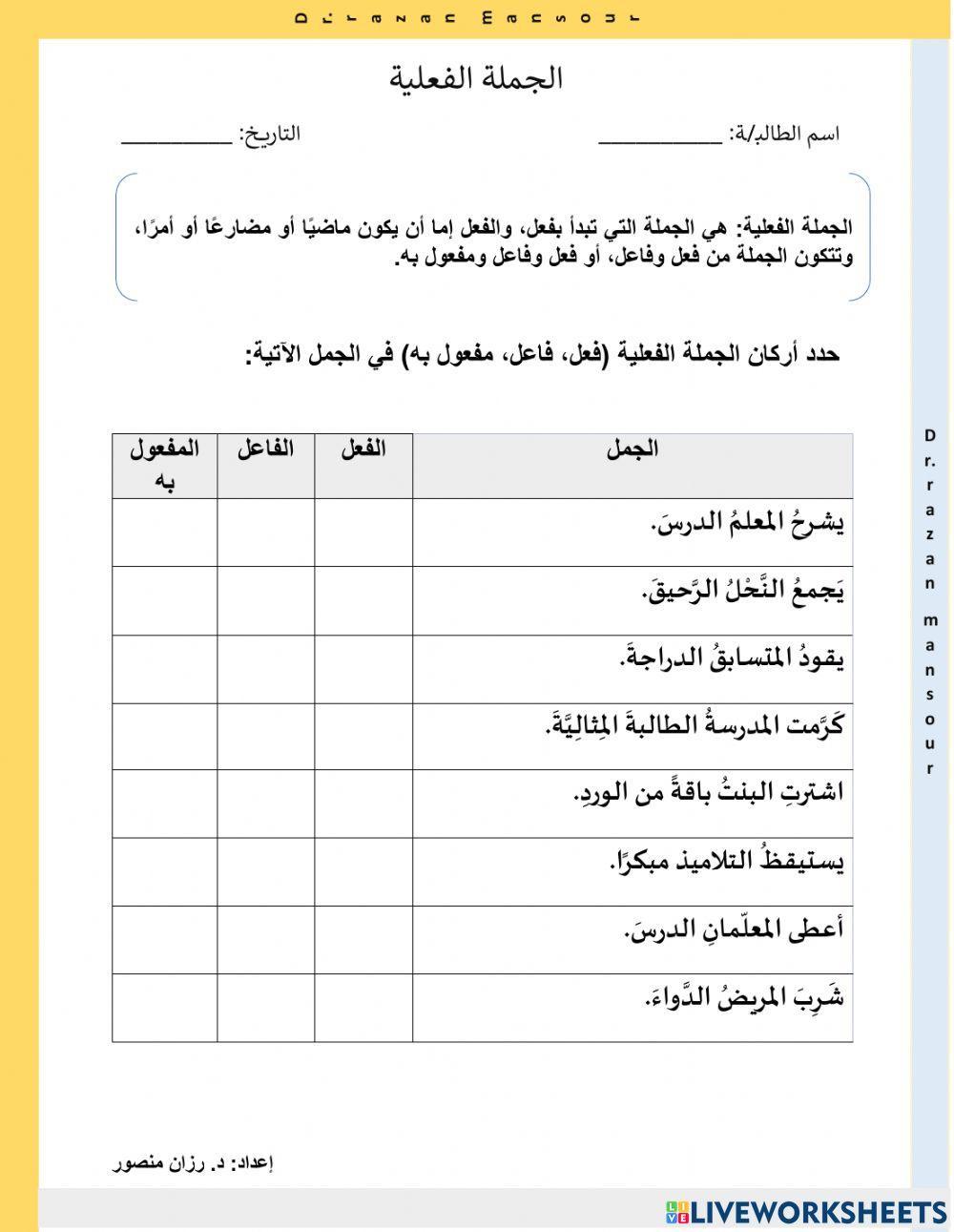 الجملة الفعلية